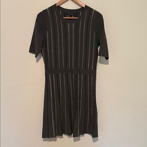 Banana Republic Black and Gray Striped Sweater Dress